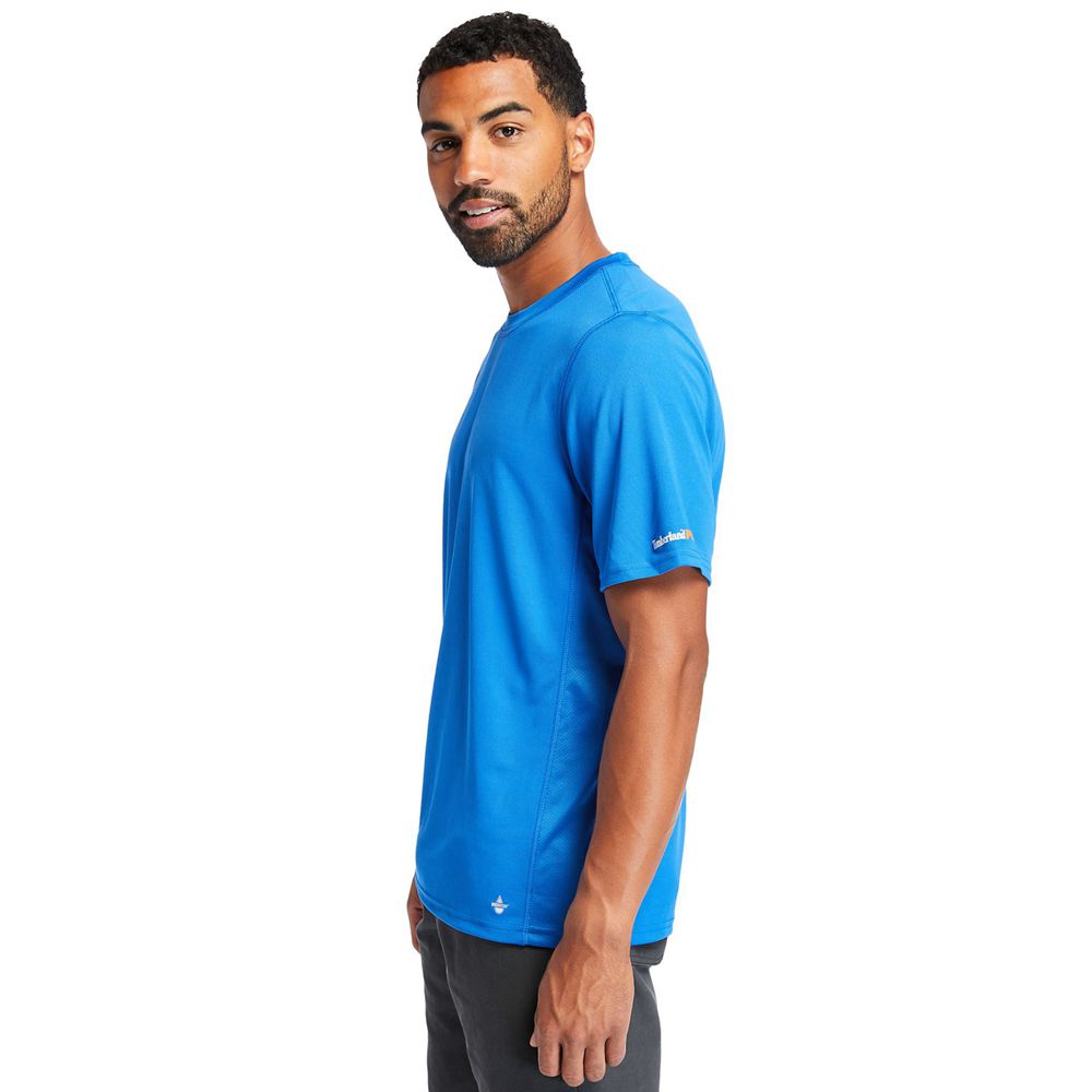 Camisetas Timberland Argentina Hombre - Pro® Wicking Good Short-Sleeve - Azules - QMKLFP-049